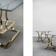 Tables basses italiennes vintage en or et verre, années 1960, Ensemble de 2