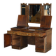 Table de toilette gothique en noyer Burr & Burl avec ferrures en laiton