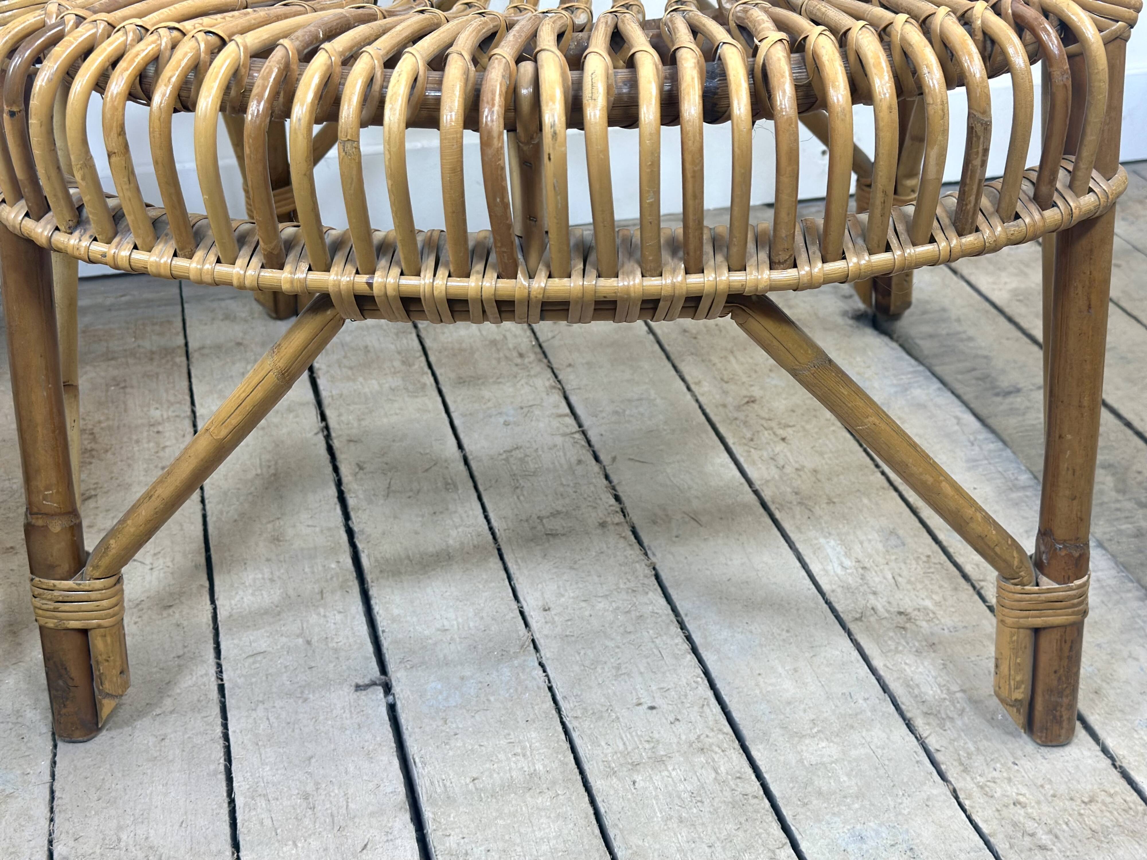 Fauteuils (la paire) vintage 1960 en rotin et bambou