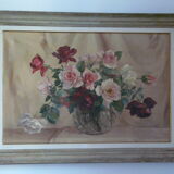 Peinture huile sur toile de Georges Danset "Bouquet de Roses"