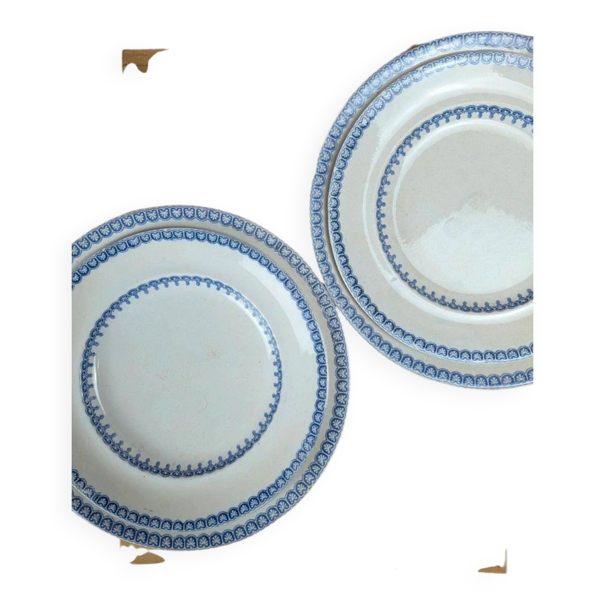 Set of 4 antique English plates – Etruscan Border model