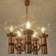 X Large vintage copper chandelier 1980's brutalist hanging light MCM