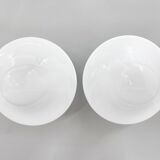 Pair of Mid-Century Chrome & Milk Glass Ceiling Ligts, Restored