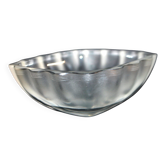Lalique glass ashtray bowl with frosted finish, engraved with wave design, signed Lalique.