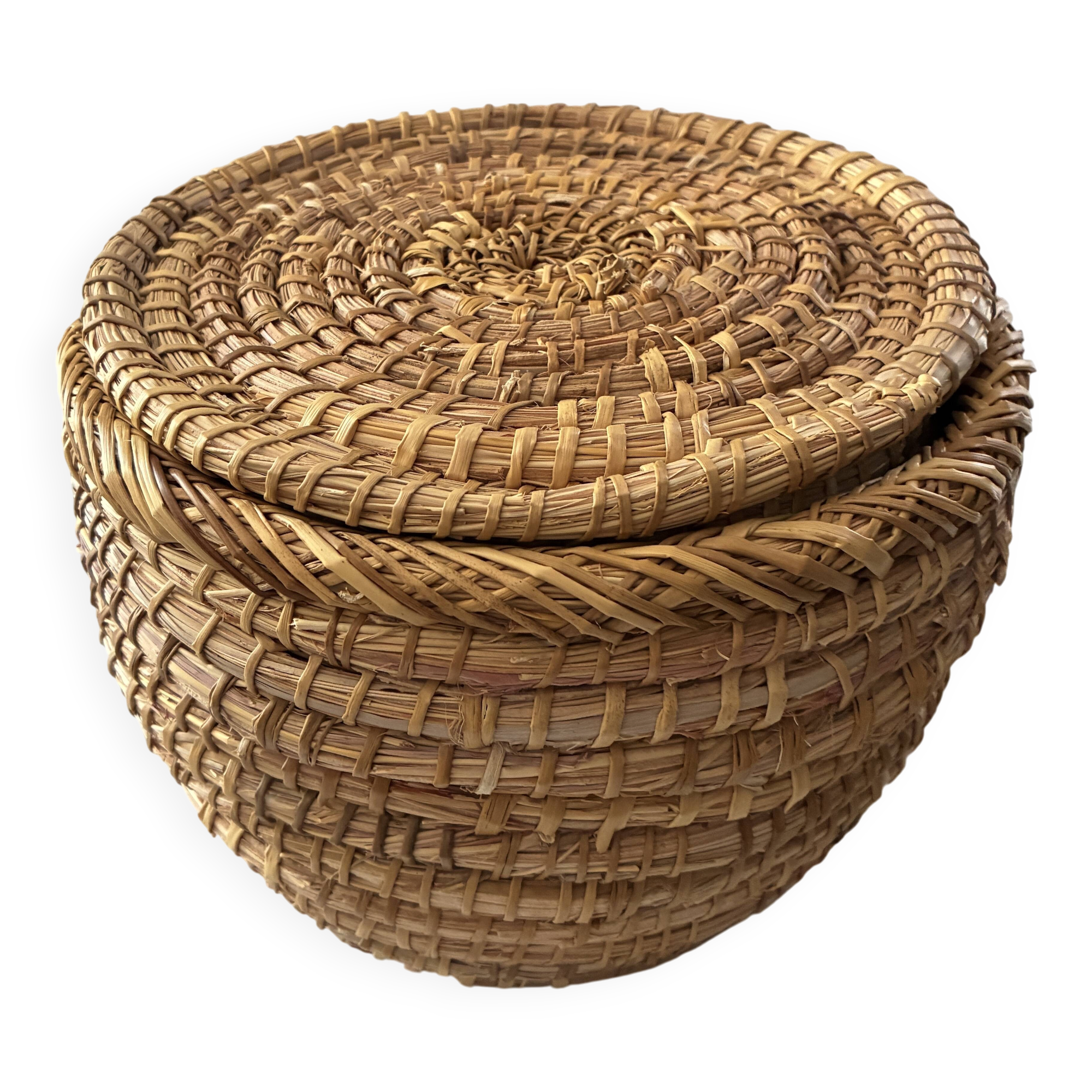 Corbeille ronde jonc tressé