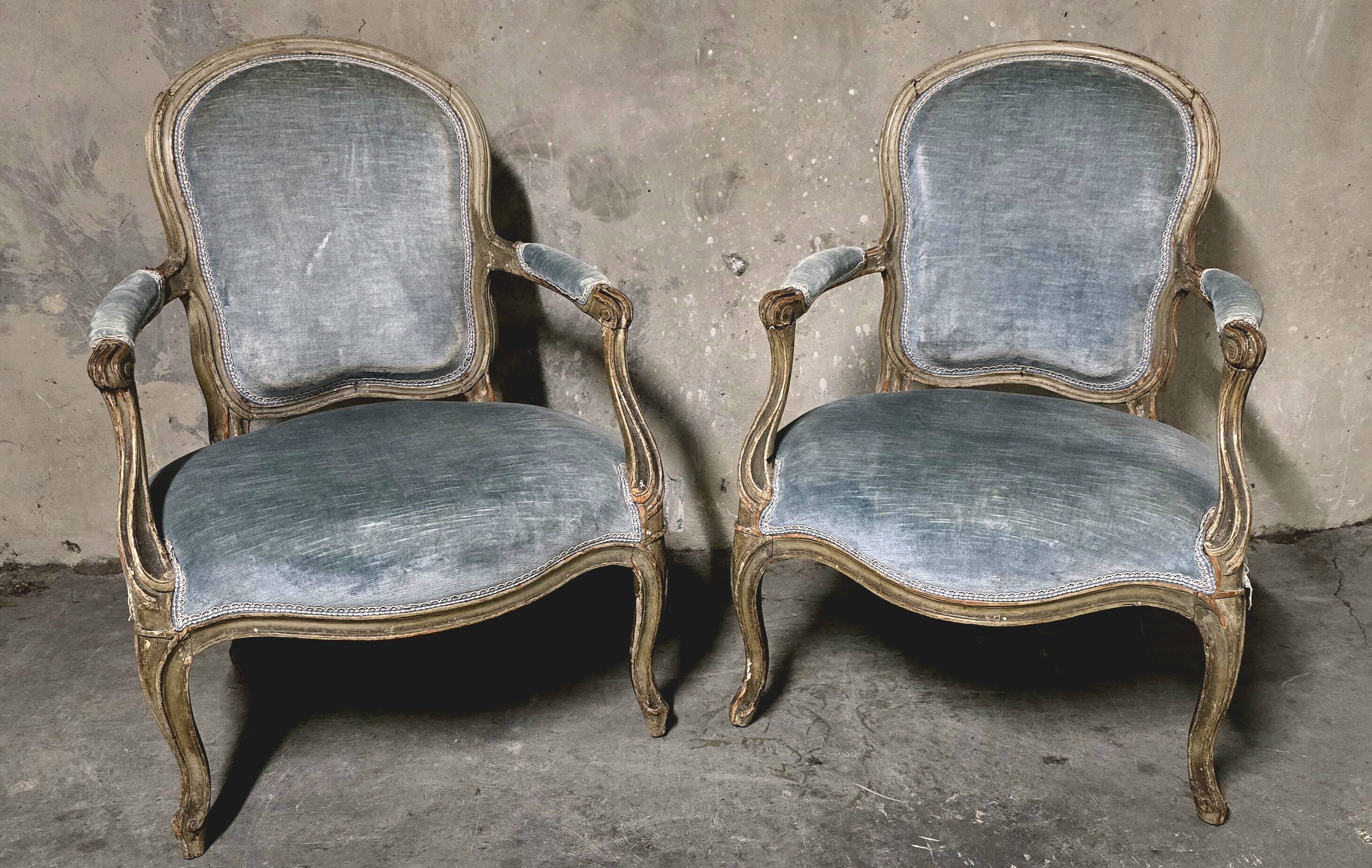 Pair of Louis XV cabriolet armchairs, 18th century