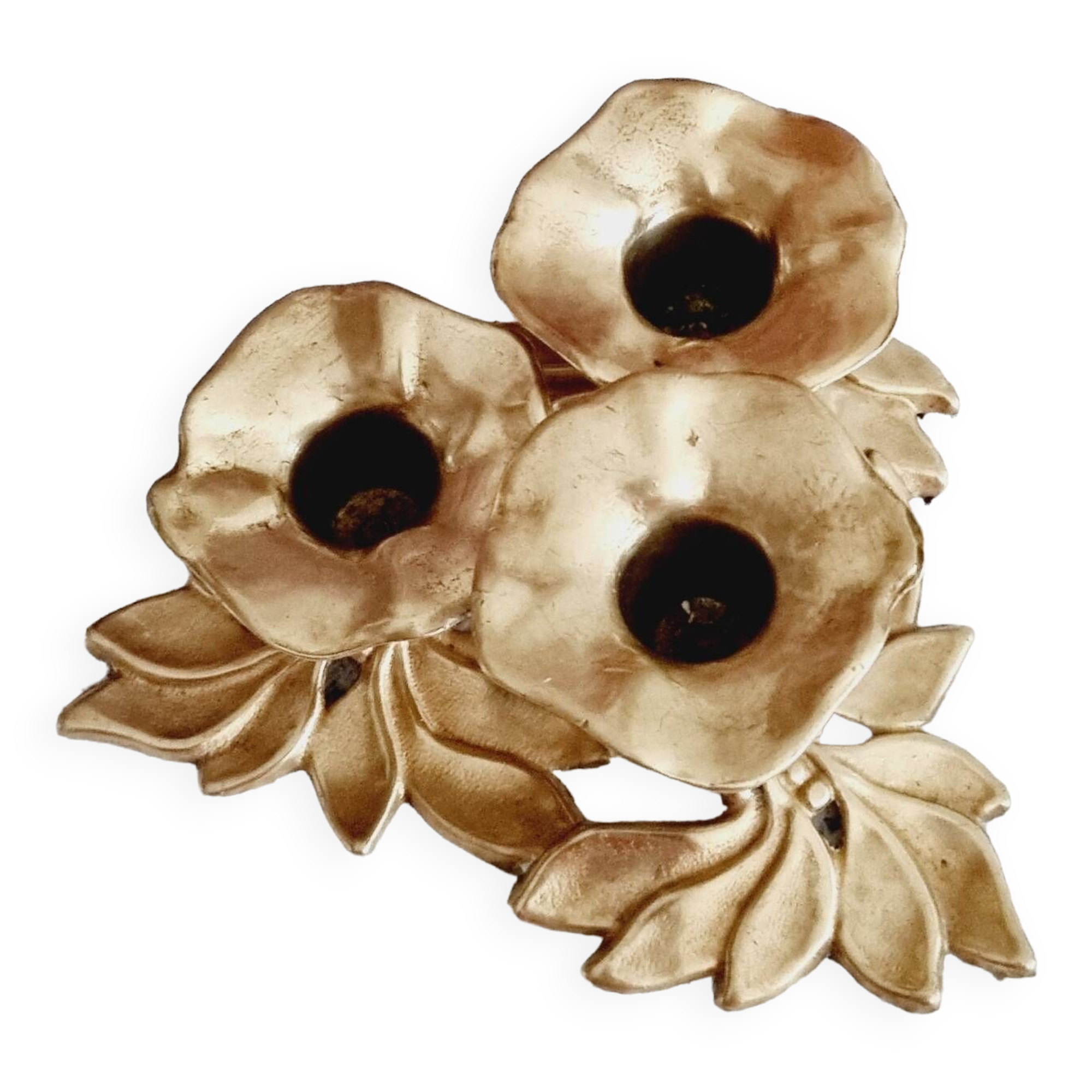 Low brass flower candle holder