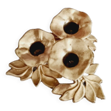 Bougeoir bas fleurs en laiton