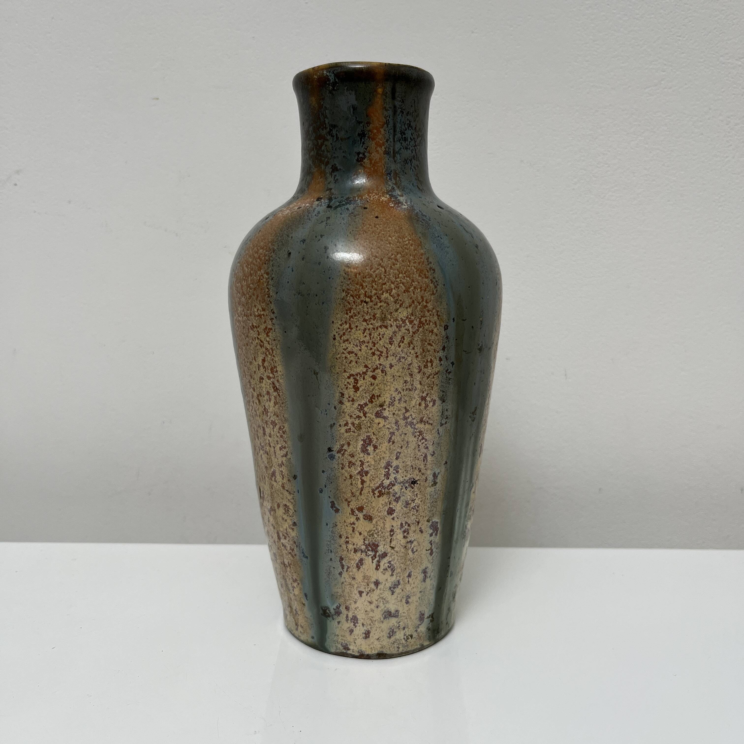 Pierrefonds Greber Delaherche style flamed stoneware vase