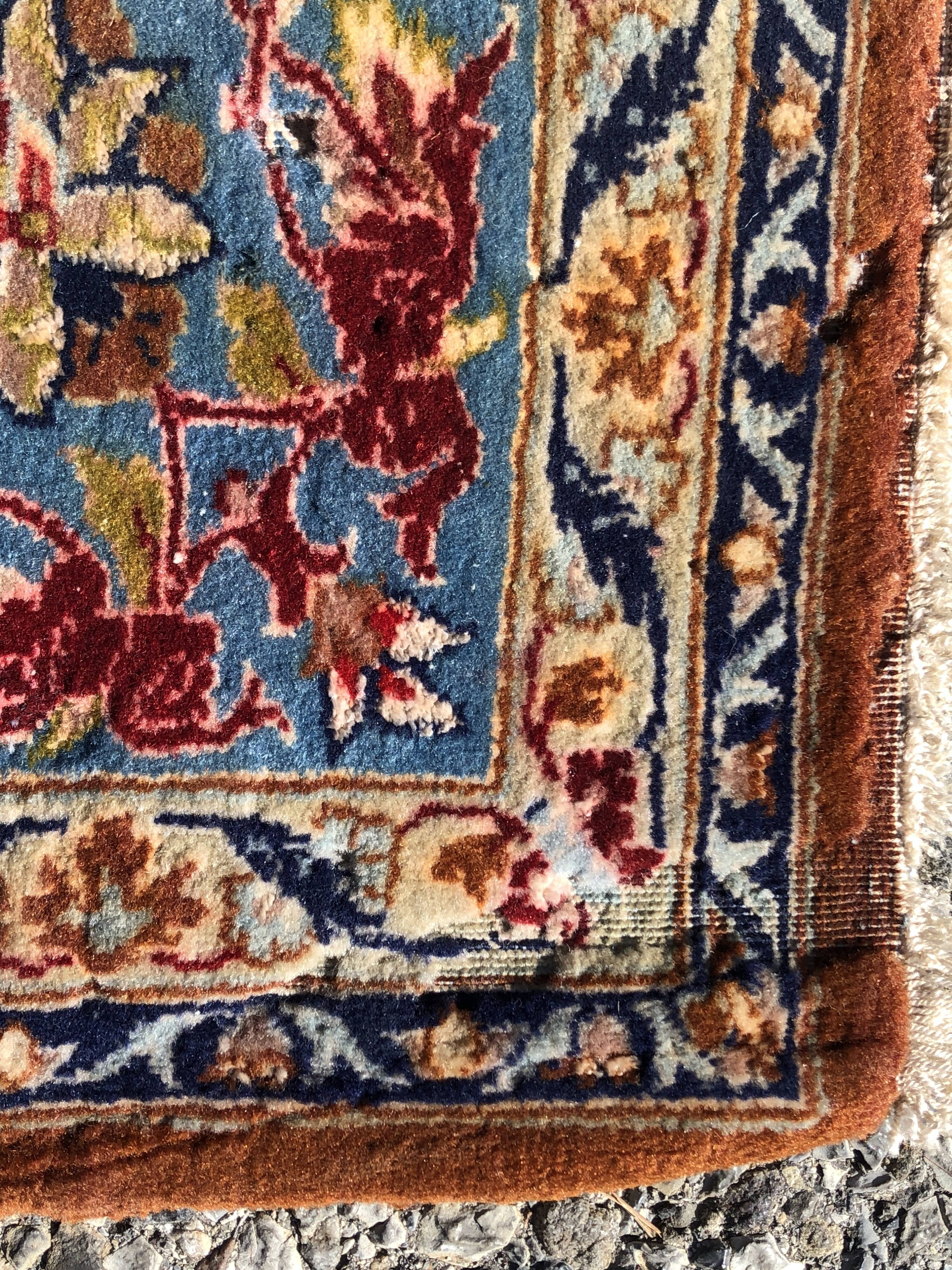 Oriental carpet iran ispahan wool and silk 1.10 x 1.60 m