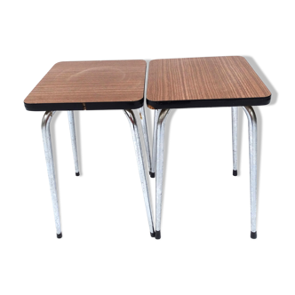 Lot 2 stools formica brown