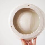 Large white and sky blue ceramic catchall from the 1950s.