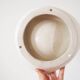 Large white and sky blue ceramic catchall from the 1950s.