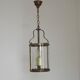 Lanterne suspendue à 2 lumières en laiton vintage français avec abat-jour en verre cylindrique 4948