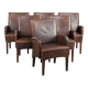 Set of 6  dining chairs/side chairs with armrests made of cow leather
