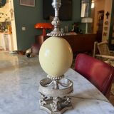Silver-plated metal and ostrich egg lamp base, late 20th century