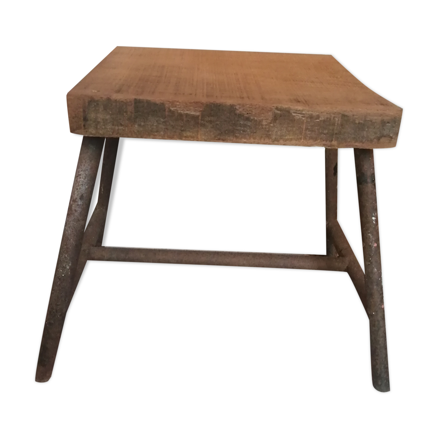 Old metal wooden stool