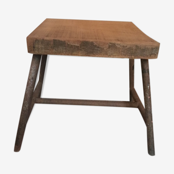 Old metal wooden stool