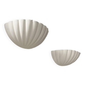 Paire d'appliques vintage coquillage, blanc crème, France 1970.