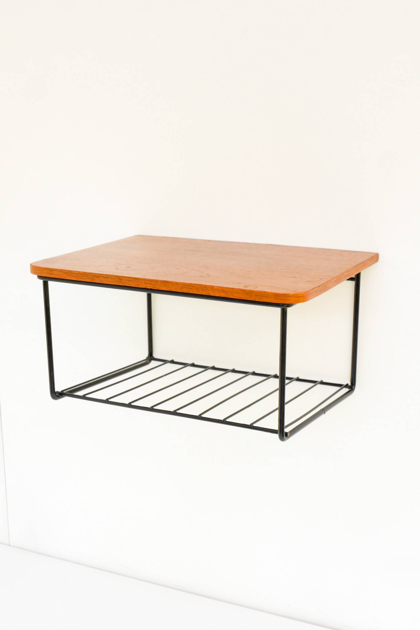 Vintage Floating Wall Shelf, Teak String Rack 60's Design