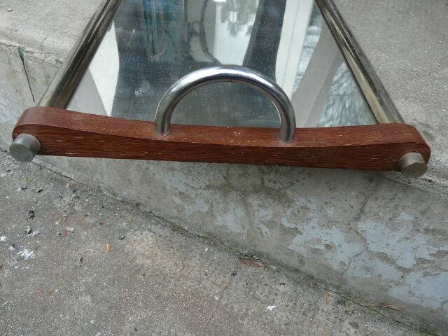 1950s wooden and mirror plateau