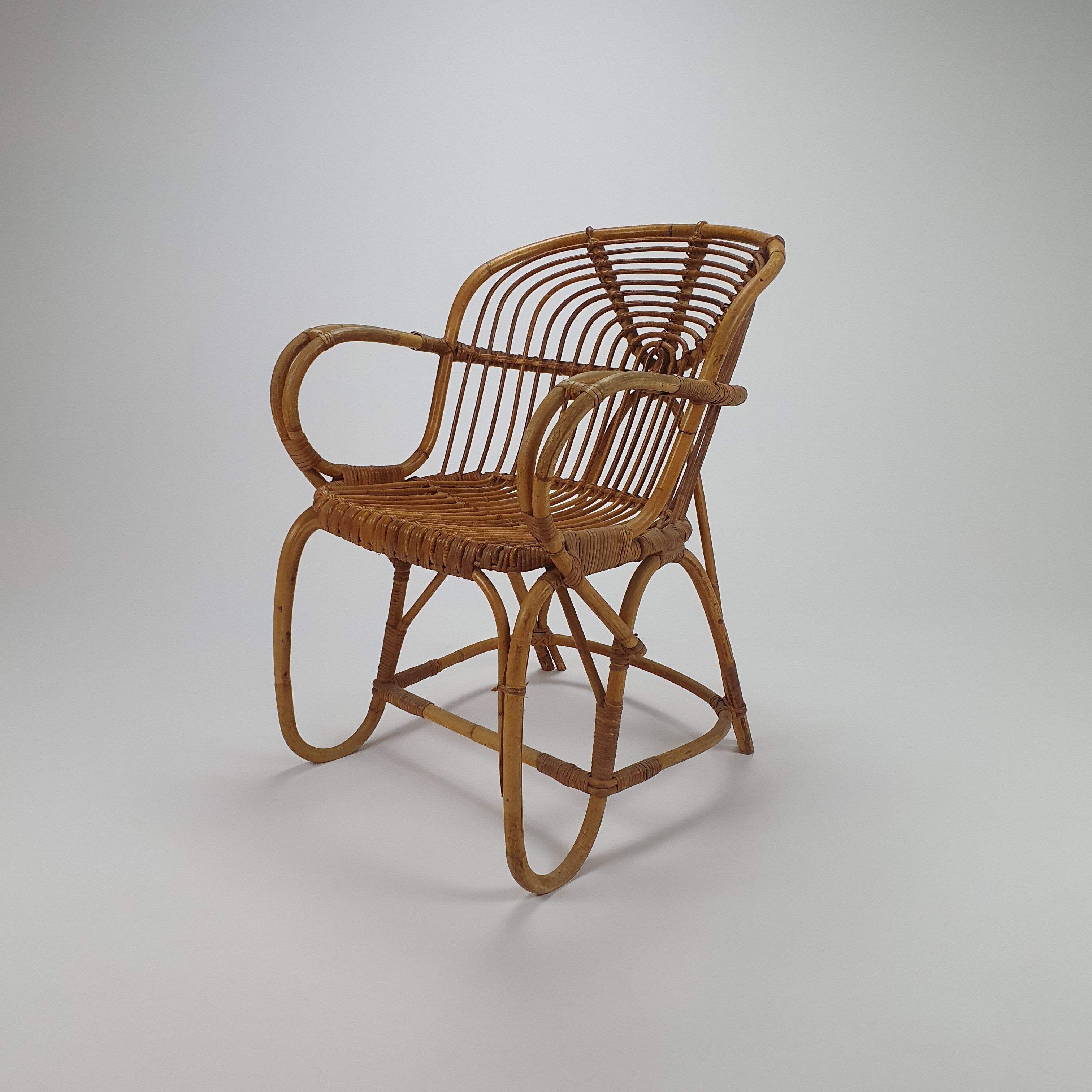 Mid Century Rattan Side Chair, 1960s