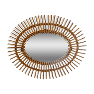 miroir vintage en rotin