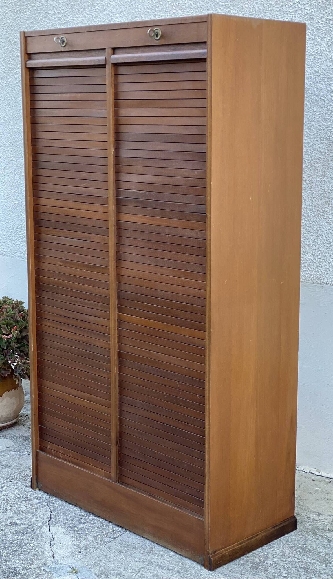 Meuble classeur à rideaux 2 portes vintage 1980