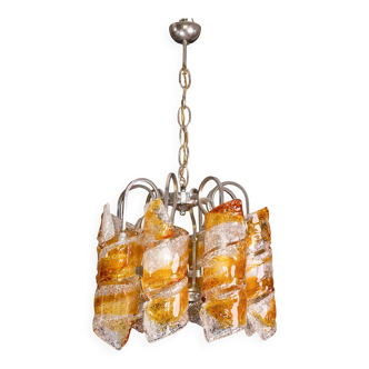 Italian Design "Twisters" Round Chandelier by Mazzega, 1970