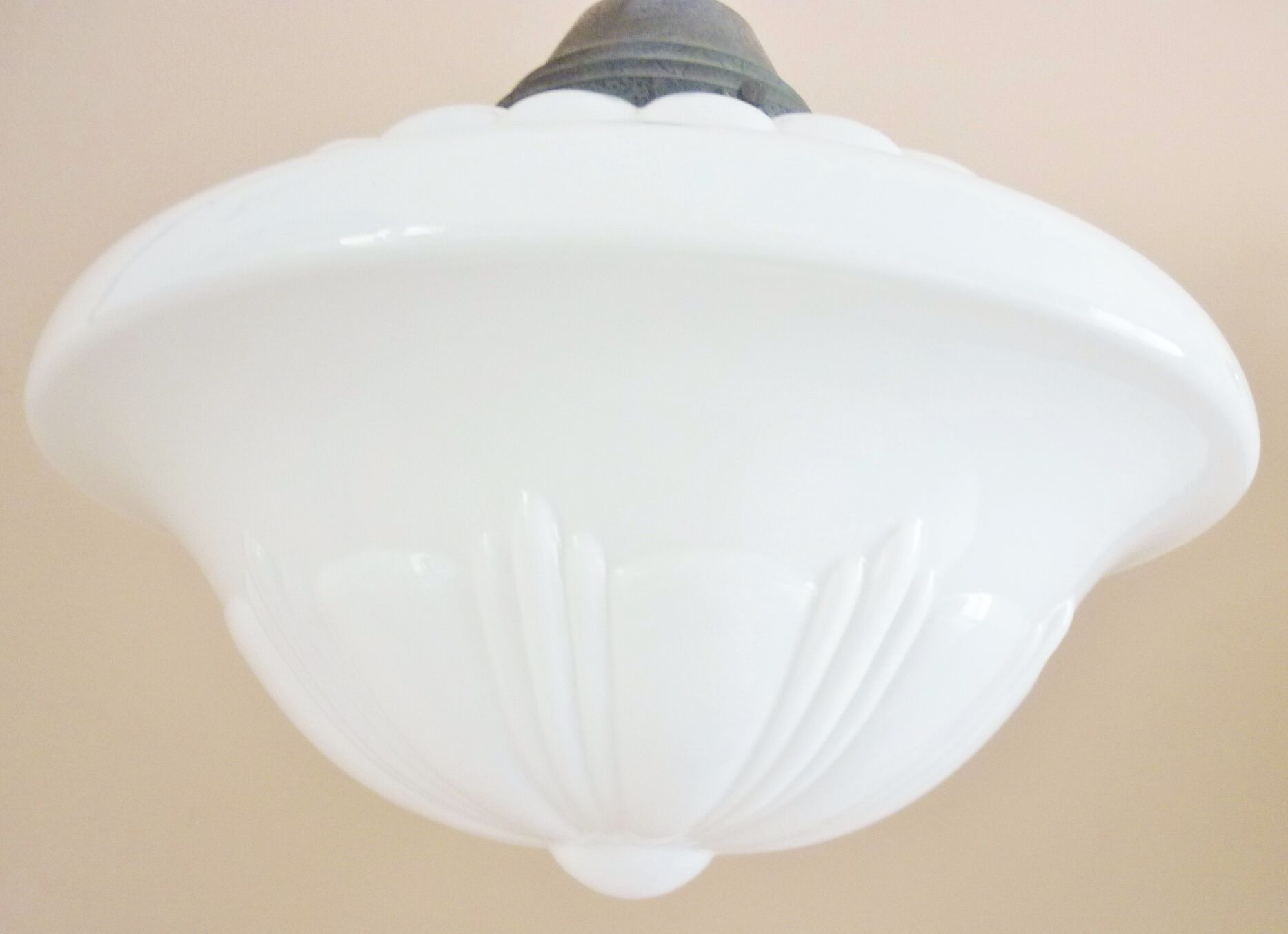Pendant lamp, lamp, old globe opaline glass, geometric shapes, art deco, 1930