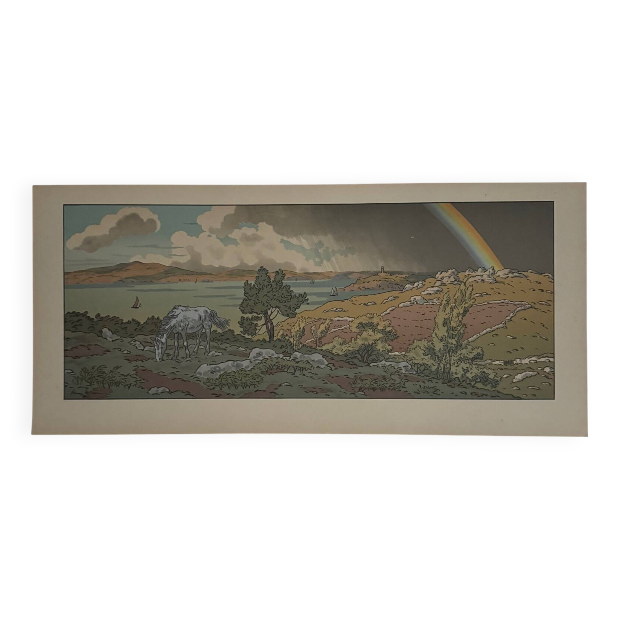 Lithograph by Henri Rivière, The Magic of the Hours - The Rainbow