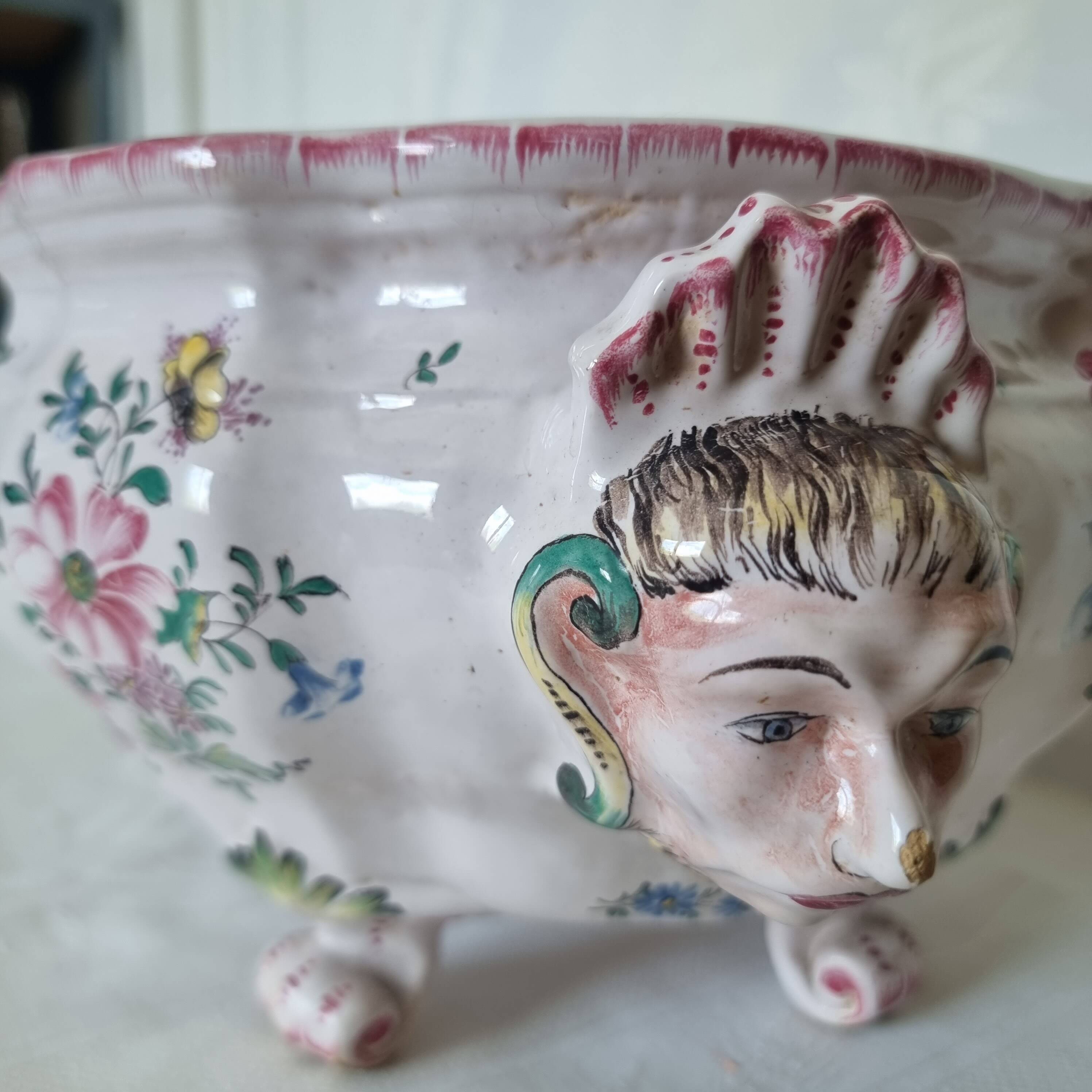 Antique 18th century Marseille earthenware planter by Veuve Perr