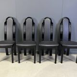 Postmodern lacquered wood italian dining chairs, 1980s