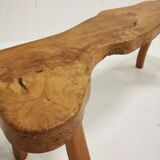 Brutalist solid wood bench, 1950