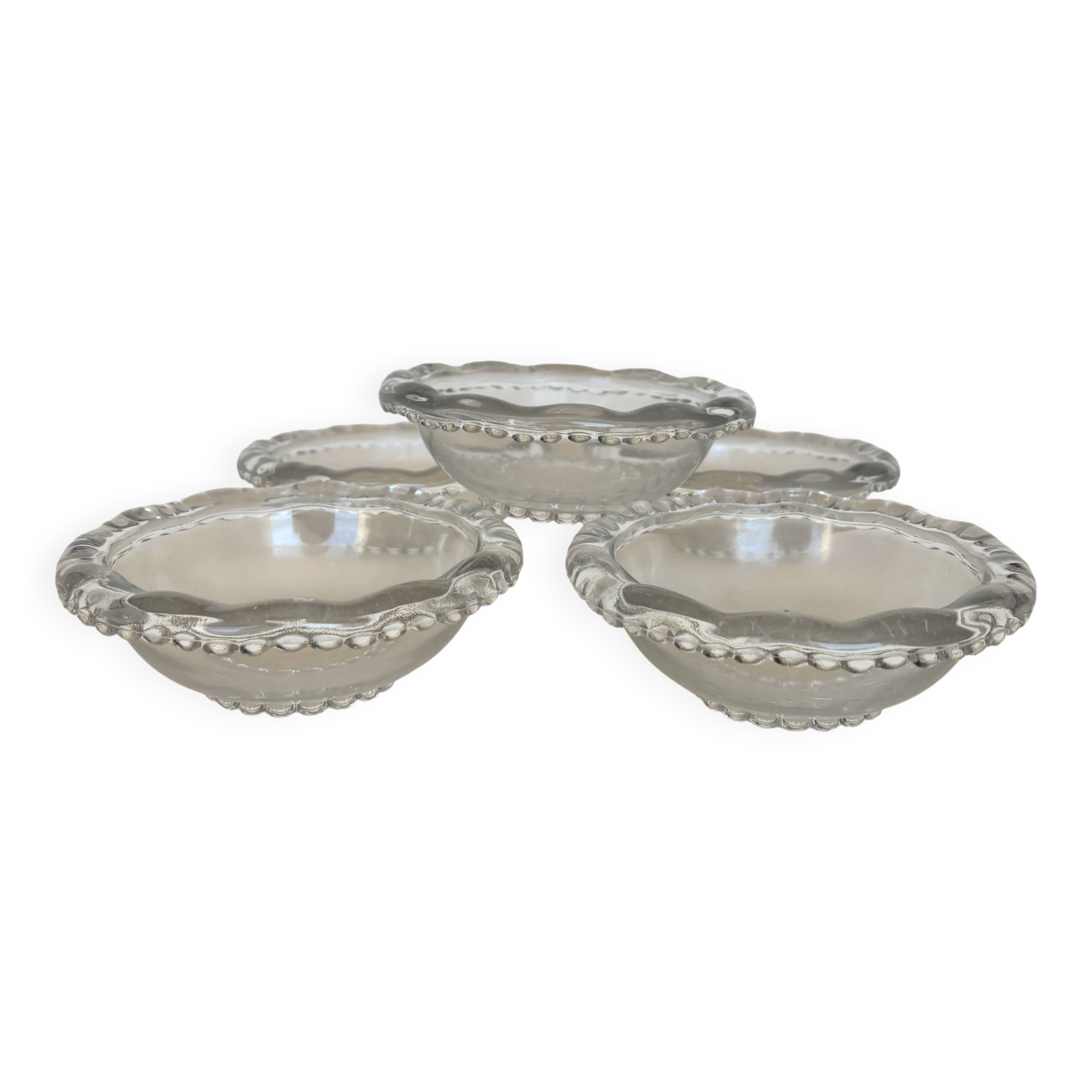 Set of 5 beaded glass bowls