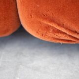 Orange chenille sofas, two and three seats, set of 2, 1970s