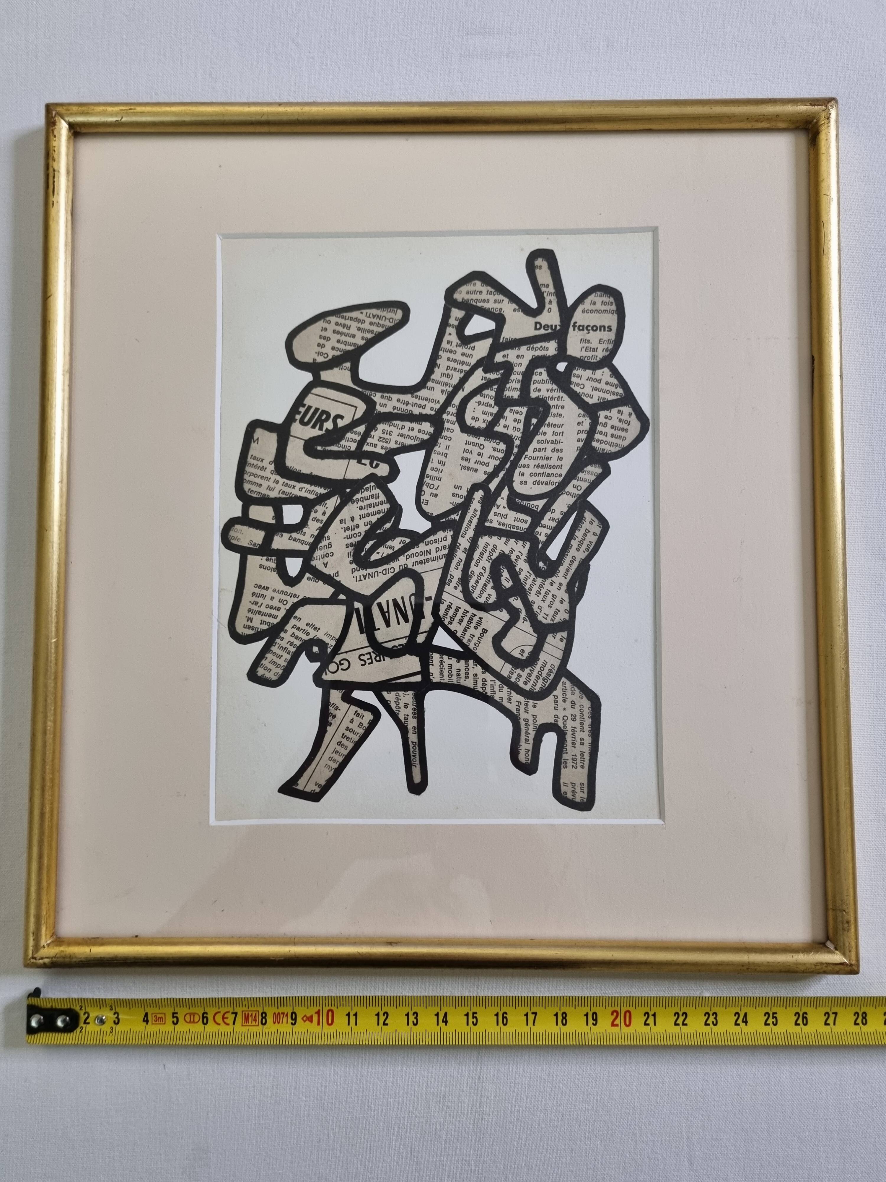 Screenprint after Jean Dubuffet framed under glass 28 cm by 30 cm