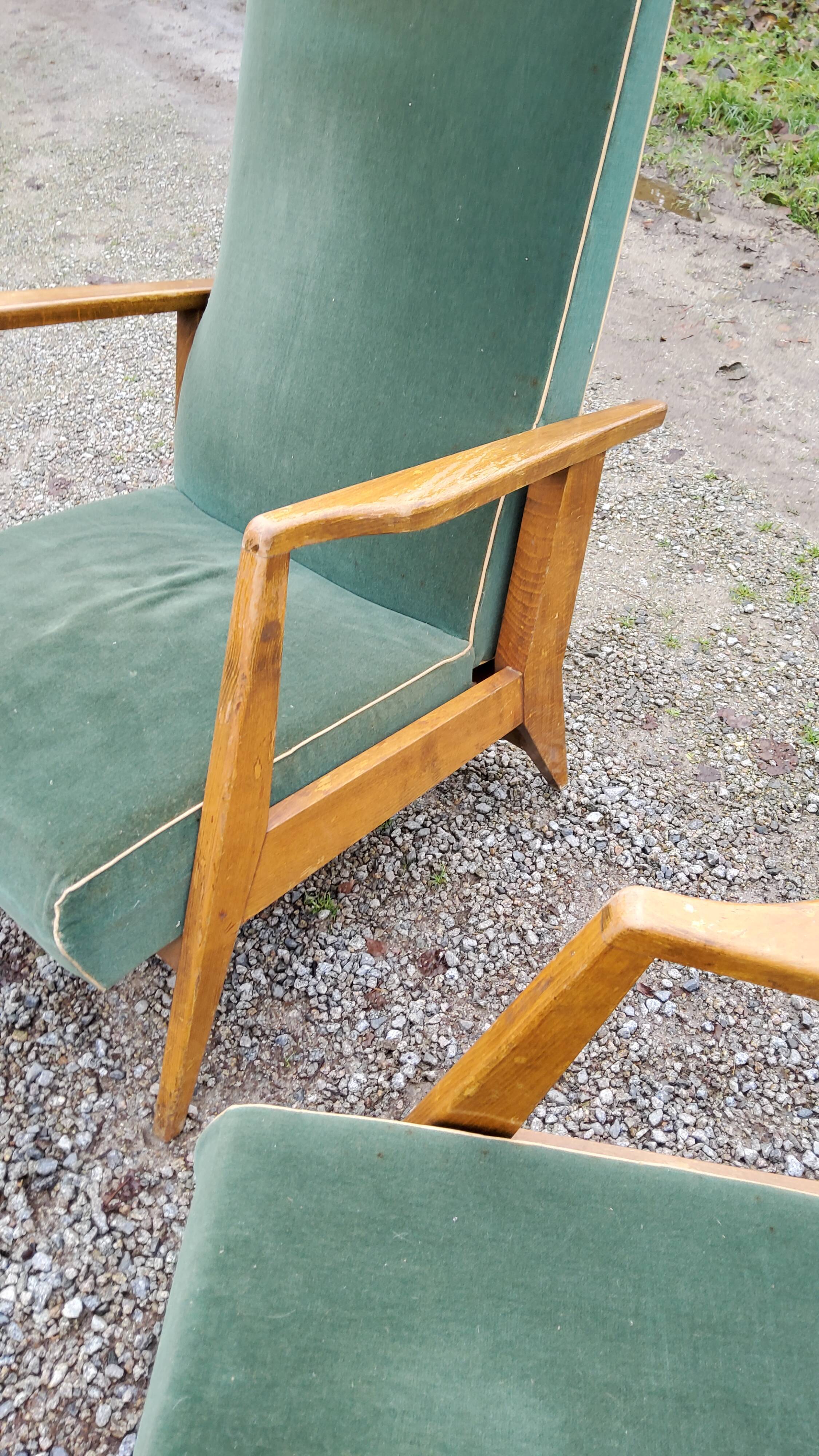 Paire de fauteuils des années 50 GMC pieds compas