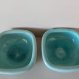 Turquoise cracked ceramic empty pocket signed Keramos, Sèvres circa 1950