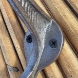 Wooden wall coat rack with 9 double cast iron hooks
