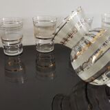 Set of 5 glasses and small pichet in granite gilded border