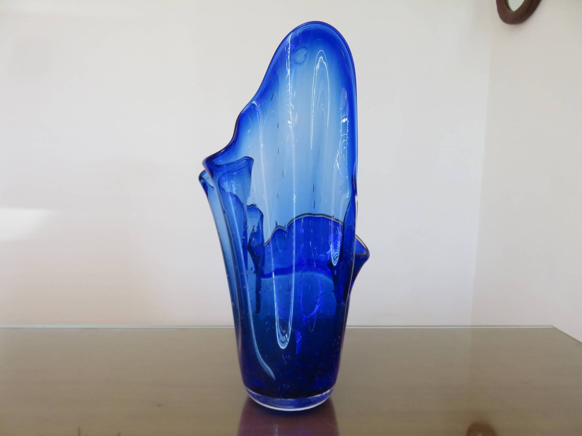 Large "handkerchief" vase in blown cobalt blue glass, 1960s.