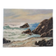 Oil painting vintage painting signed seaside landscape