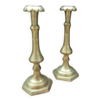 Pair of brass candlesticks