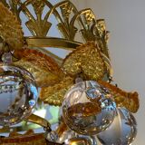 Murano ceiling light yellow flowers and glass balls 1970