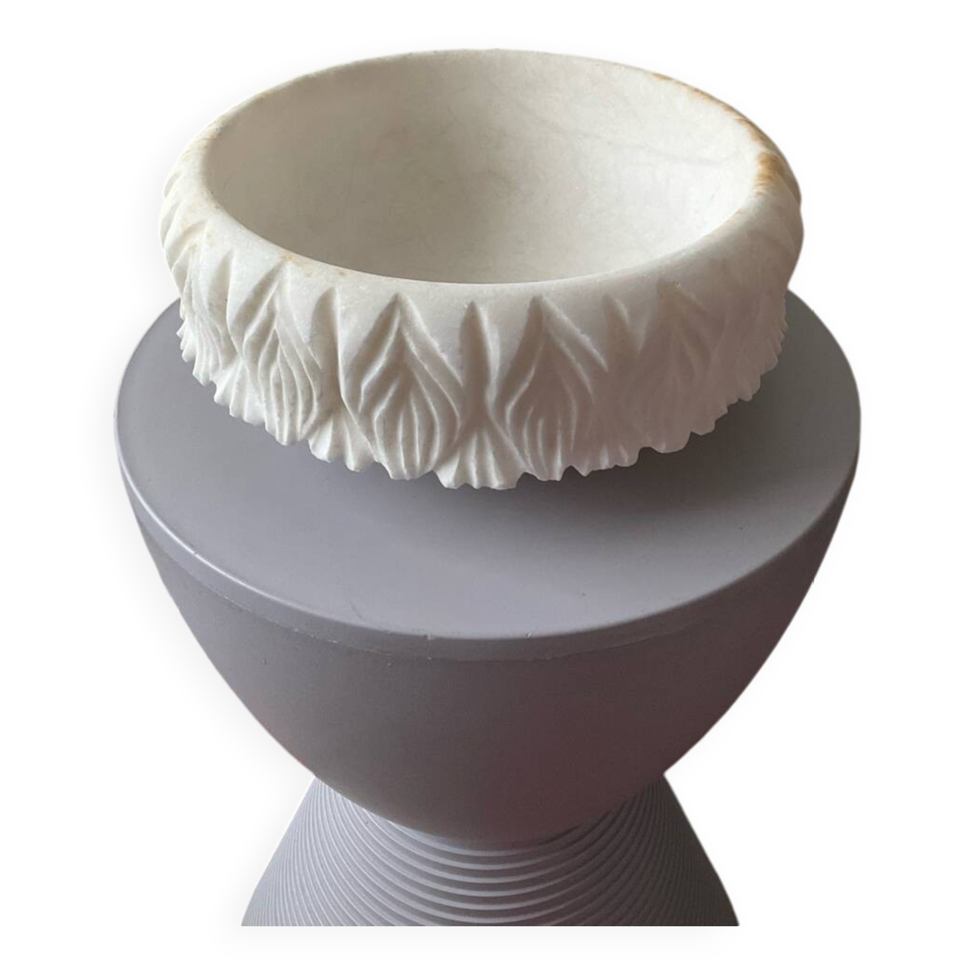 Antique stone fruit bowl