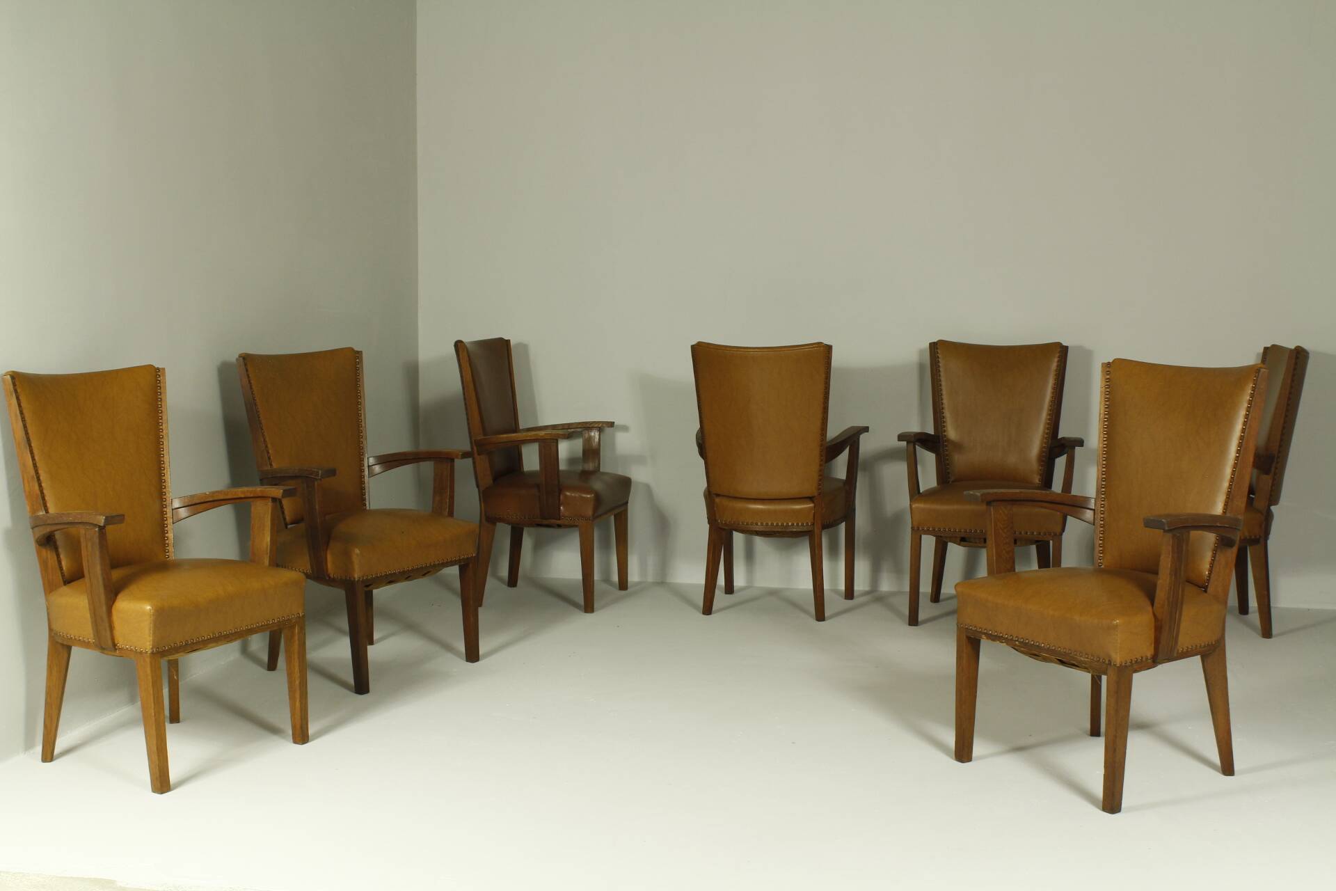 Armchairs by H. Wouda for H. Pander & Zn., 1920s, Set of 7