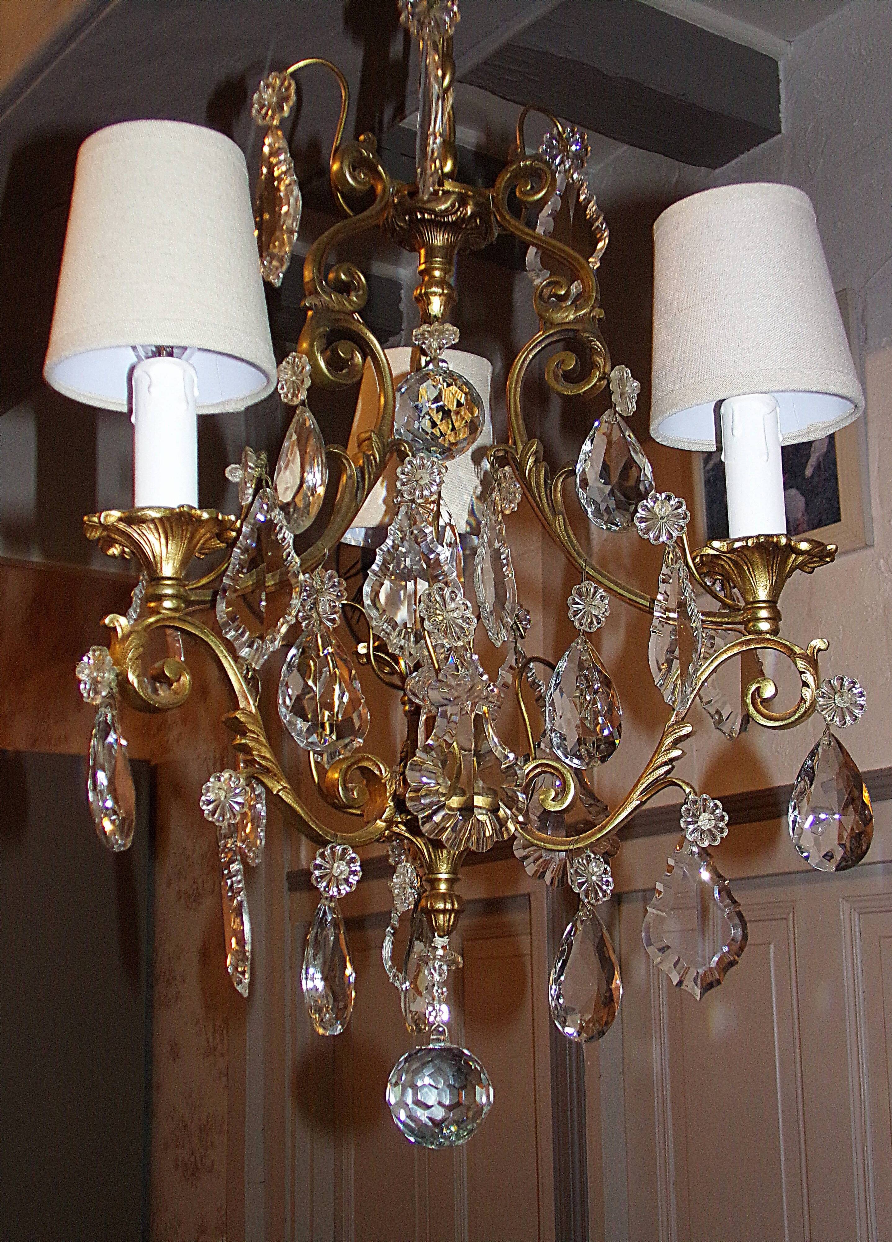 Antique Brass Chandelier with Antique Tassels and Lampshades