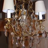 Antique Brass Chandelier with Antique Tassels and Lampshades
