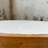 Round coffee table white ceramic and wood